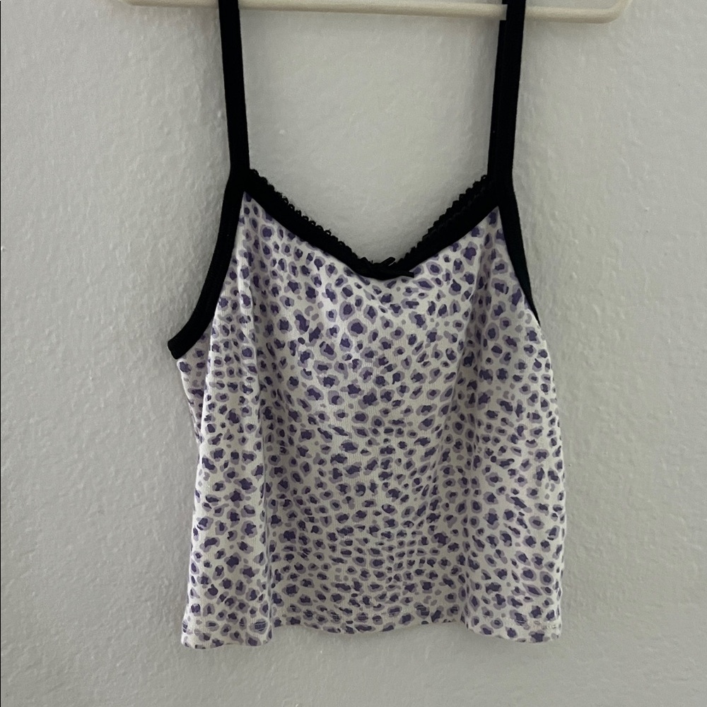 Brandy Melville Black and White Camisole with Purple Accents